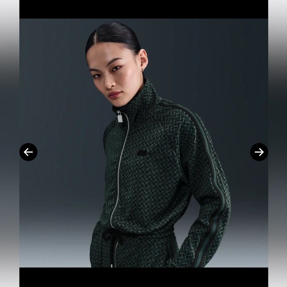 Nike Dark Green Textured Wide-Leg Jumpsuit